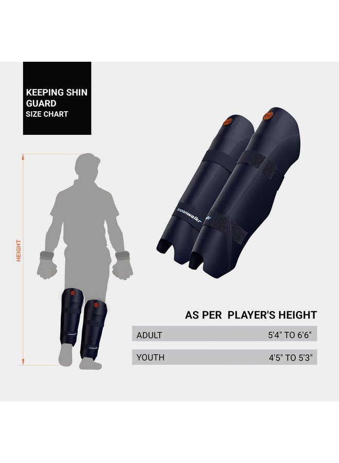 moonwalkr Cricket Keeping Shin Guards Wicket Keeper Pads Protective Gear for Keeper's Height (5'4" - 6'6") Cricket Wicket Keeping Pads Super Slim Gear Comes with a 3-inch Strap (Blue, Adult) - Image 2