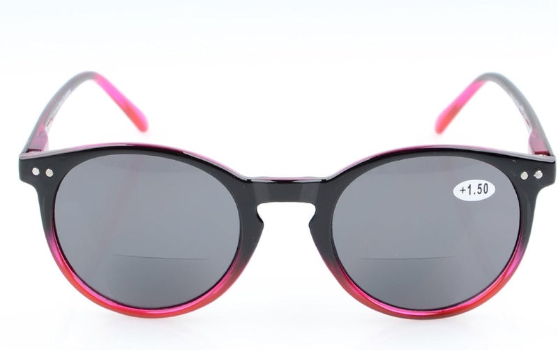 Eyekepper Key Hole Style Spring-Hinged Round Bifocal Sunglasses Sunshine Readers Black-Red +1.5 - Image 2