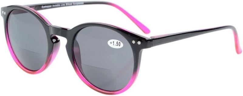 Eyekepper Key Hole Style Spring-Hinged Round Bifocal Sunglasses Sunshine Readers Black-Red +1.5 - Image 1