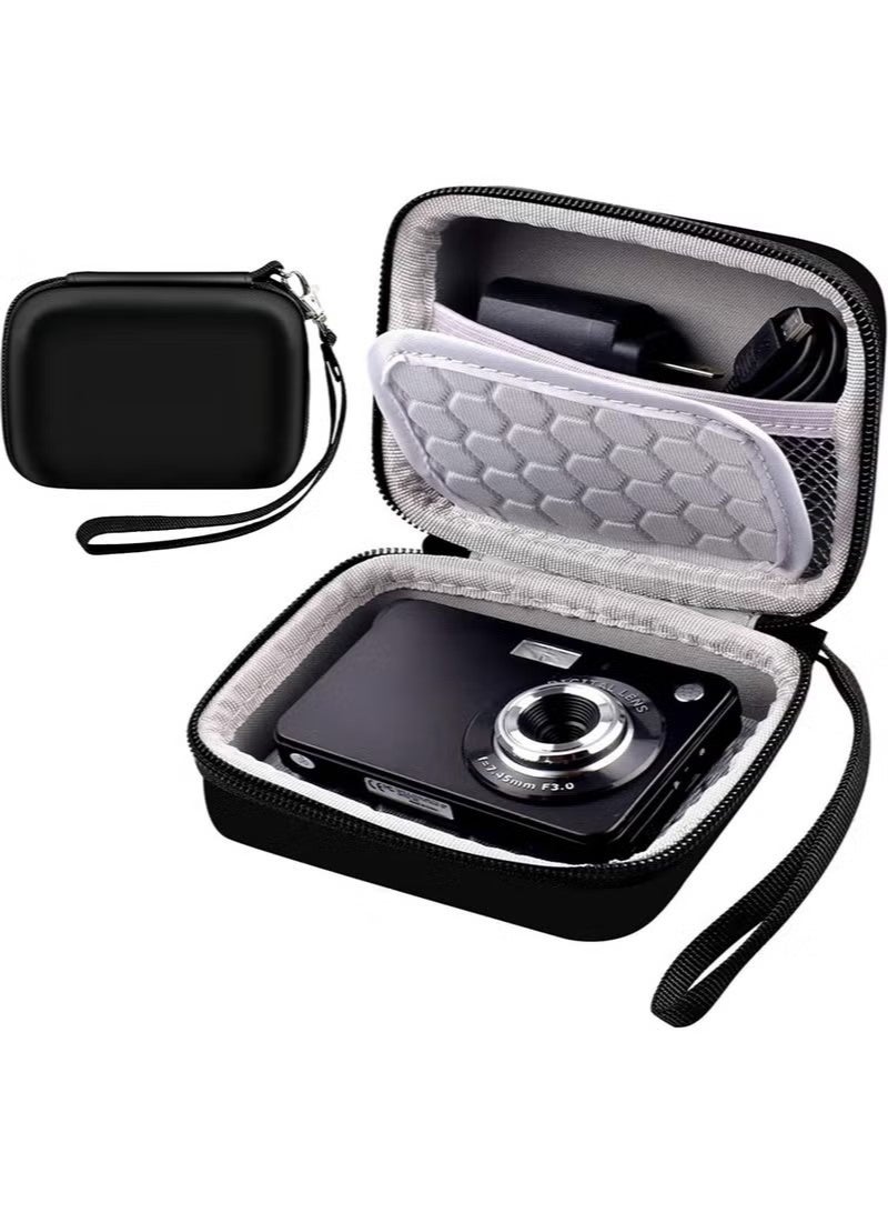 Camera bag and accessory case for CAMKORY/Kodak Pixpro/VAHOIALD/Sony DSCW800/830/Canon PowerShot 180/190 cameras (camera and accessories not included) - Black