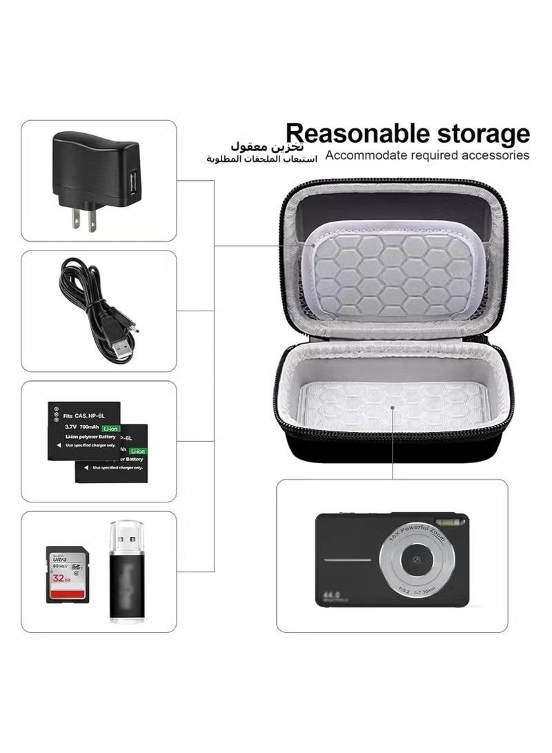 Camera bag and accessory case for CAMKORY/Kodak Pixpro/VAHOIALD/Sony DSCW800/830/Canon PowerShot 180/190 cameras (camera and accessories not included) - Black - Image 2