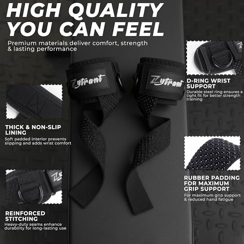 Zytrant Weight Lifting Straps with Cuffed D Ring,Heavy Duty Thyick Comfortable Lifting Straps, Secure Fit, Enhanced Grip, Straps for Weightlifting & Gym Training - Image 5