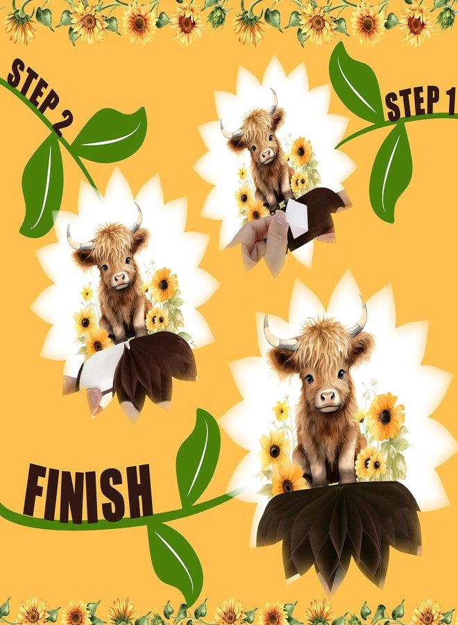 Celee Highland Cow Party Decorations - 12PCS Sunflower Highland Cattle Table Centerpieces, Rustic Farm Animal Theme Birthday, Baby Shower, Fall Harvest, Country Farmhouse Party Supplies - Image 3