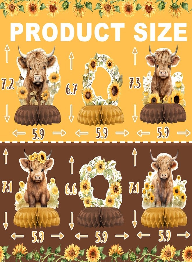 Celee Highland Cow Party Decorations - 12PCS Sunflower Highland Cattle Table Centerpieces, Rustic Farm Animal Theme Birthday, Baby Shower, Fall Harvest, Country Farmhouse Party Supplies - Image 2