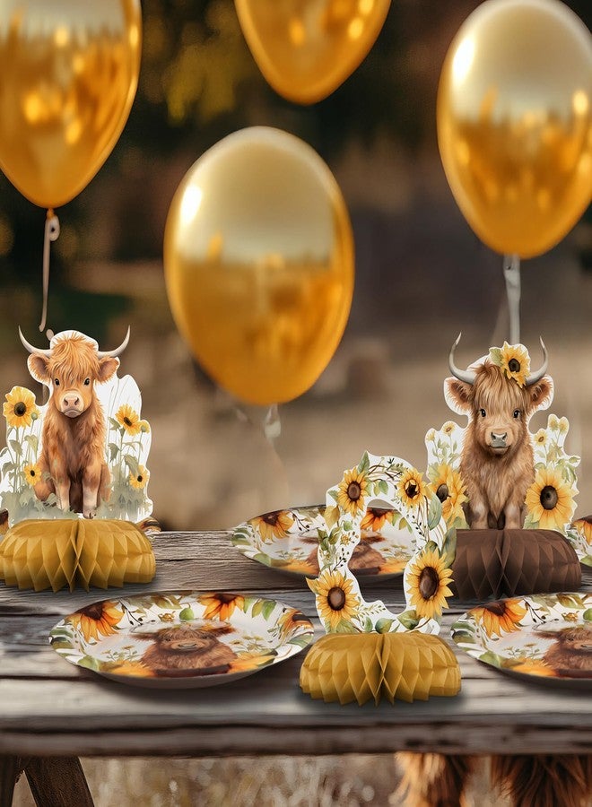 Celee Highland Cow Party Decorations - 12PCS Sunflower Highland Cattle Table Centerpieces, Rustic Farm Animal Theme Birthday, Baby Shower, Fall Harvest, Country Farmhouse Party Supplies - Image 5