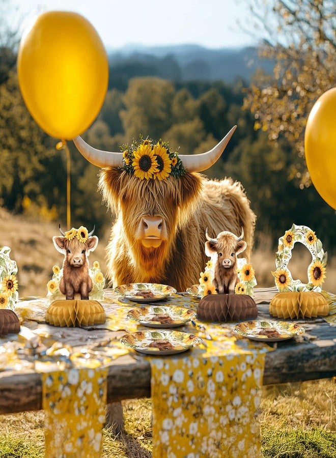 Celee Highland Cow Party Decorations - 12PCS Sunflower Highland Cattle Table Centerpieces, Rustic Farm Animal Theme Birthday, Baby Shower, Fall Harvest, Country Farmhouse Party Supplies - Image 4