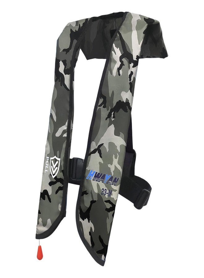 HWAYAN Manual Inflatable Life Jacket| Inflatable PFD Vest Adult| Life Vest for Adults| Outdoor Water Sports| Supports up to 330 lbs|33g of Carbon Dioxide Cylinder (White Camouflage 609) - Image 1