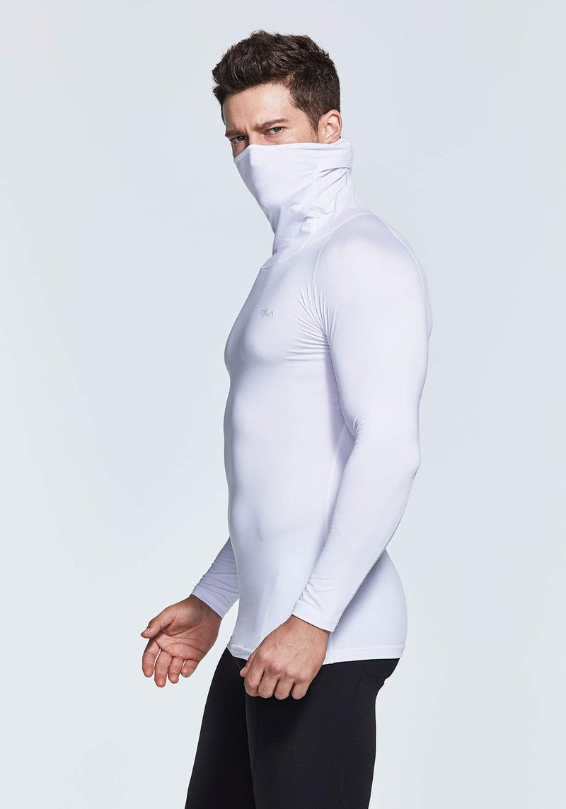 TSLA Men's Thermal Compression Shirts Hoodie with Mask, Long Sleeve Winter Sports Base Layer Top, Active Running Shirt, Heatlock Hoodie White, XX-Large - Image 5