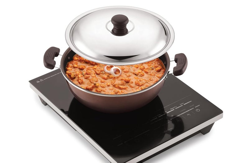 JVL NonStick Kadai with Stainless Steel lid Brown 2 litres - Image 4