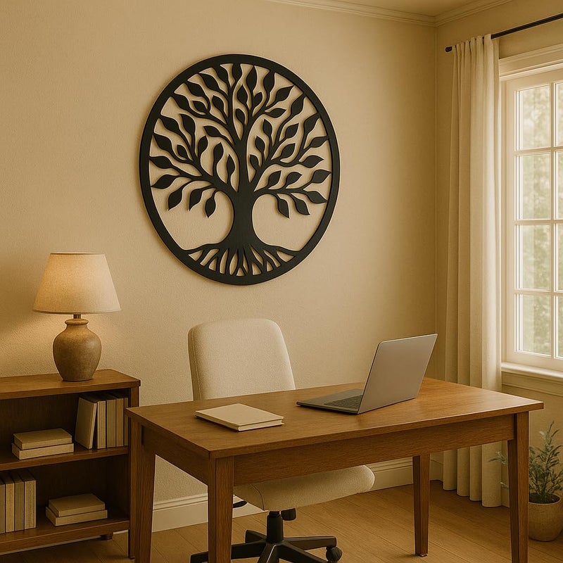 Mayumi DÉCOR | Wooden Wall Plaque/Wall Sign For Home Decoration | Ready To Hang Wall Decor (Black) – 420 mm Length (Tree of Life) - Image 4