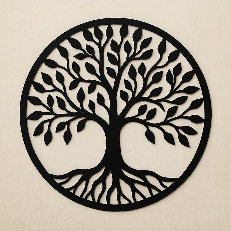 Mayumi DÉCOR | Wooden Wall Plaque/Wall Sign For Home Decoration | Ready To Hang Wall Decor (Black) – 420 mm Length (Tree of Life) - Image 1