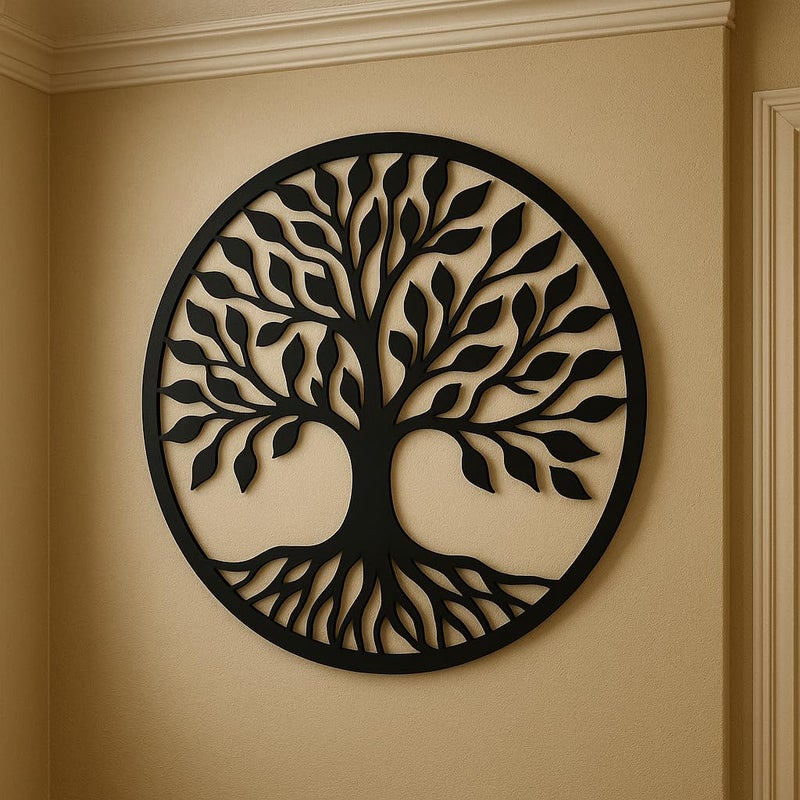 Mayumi DÉCOR | Wooden Wall Plaque/Wall Sign For Home Decoration | Ready To Hang Wall Decor (Black) – 420 mm Length (Tree of Life) - Image 2