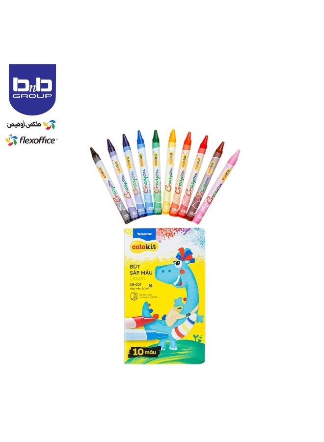 FLEXOFFICE Flex Office Colokit Crayon CR-C07 10pcs Easy to Carry, Ideal Gift for Beginners and Kids Multicolour - Image 1