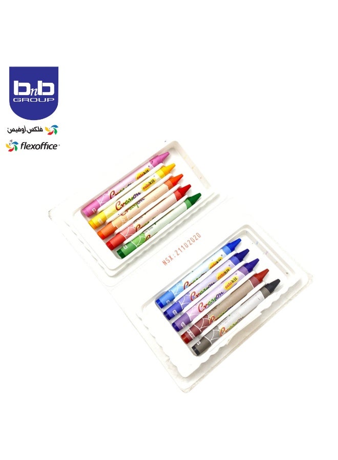 FLEXOFFICE Flex Office Colokit Crayon CR-C07 10pcs Easy to Carry, Ideal Gift for Beginners and Kids Multicolour - Image 3