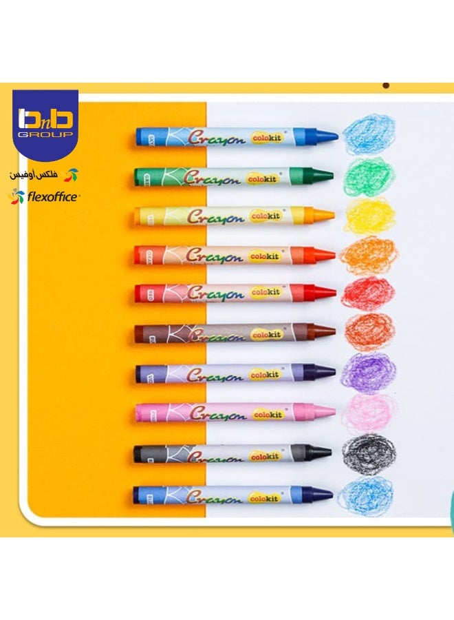 FLEXOFFICE Flex Office Colokit Crayon CR-C07 10pcs Easy to Carry, Ideal Gift for Beginners and Kids Multicolour - Image 4