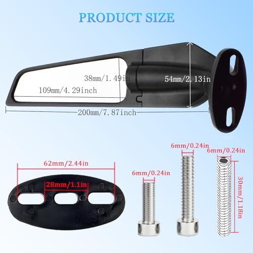 Scerymo Motorcycle Rear View Mirrors, 360° Rotating Stealth Mirror, Adjustable Side Mirrors, for Honda CBR300R CBR500R CBR600RR CBR1000RR, Kawasaki Ninja 300 400 650, Suzuki GSXR 600 750 1000, Yamaha, Ducati - Image 2