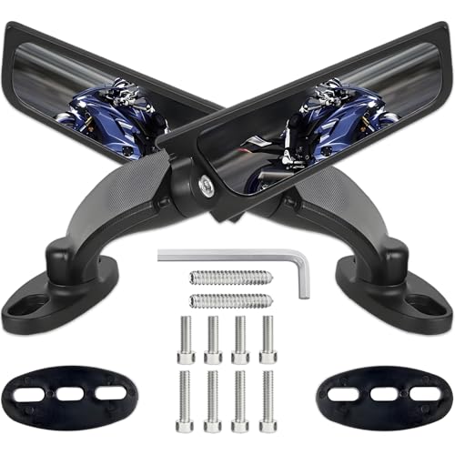 Scerymo Motorcycle Rear View Mirrors, 360° Rotating Stealth Mirror, Adjustable Side Mirrors, for Honda CBR300R CBR500R CBR600RR CBR1000RR, Kawasaki Ninja 300 400 650, Suzuki GSXR 600 750 1000, Yamaha, Ducati - Image 1