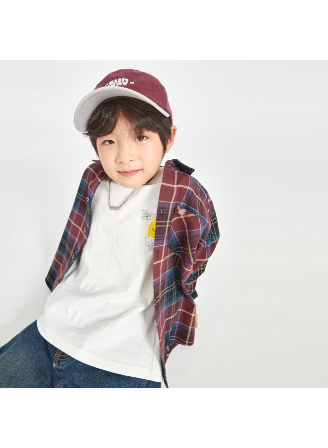Soft Brushed Feel】boys' Shirt, Spring/autumn Style, Handsome Retro Plaid Top, Pure Cotton Jacket For Medium To Large Children - Image 5