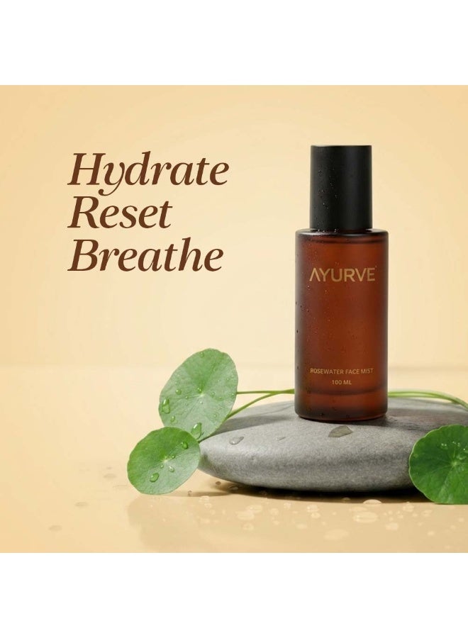 Ayurve Herbal Rose Water Face Mist 100ml | 100% Pure Steam Distilled Rosa Damascena | Hydrating Facial Toner Spray for Glowing Skin | Alcohol-Free Natural Mist for Dry, Oily & Acne-Prone Skin - Image 3