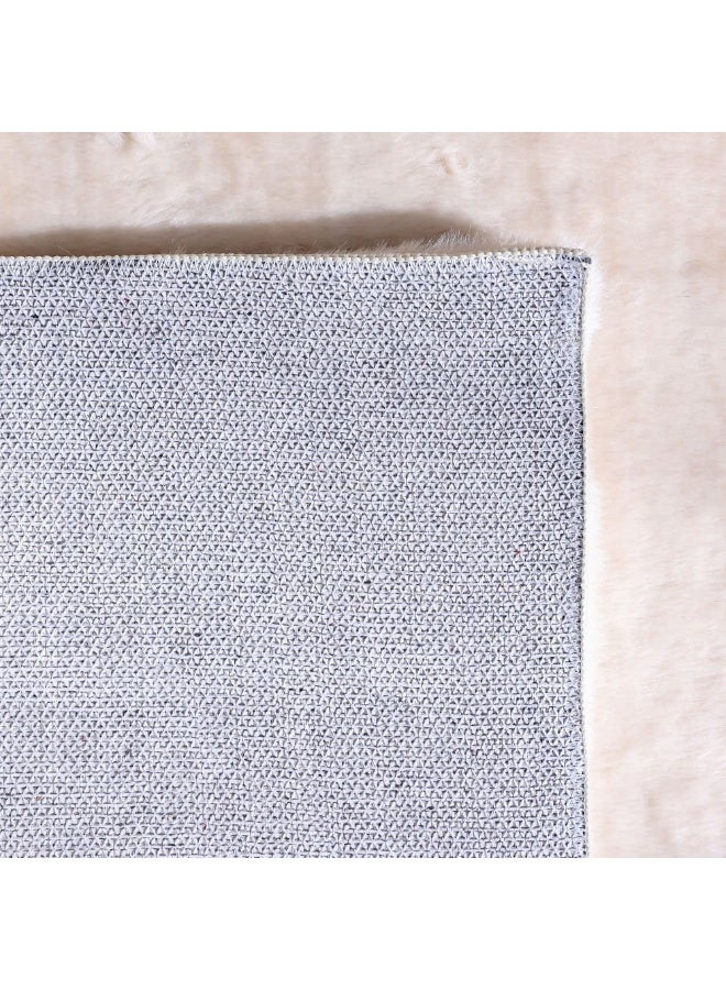 DANUBE HOME Plain Plush Solid Soft Fur Rug  | Washable Solids Style | Polyester Area Rug Floor Covering | Indoor Carpet For Living Room Dining Bedroom 80X150cm-Pearl White - Image 3