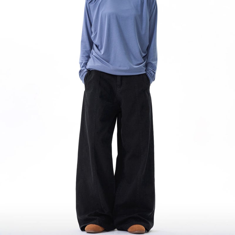 2025 American Retro Trendy Black Cargo Pants Unisex Loose Casual Drape Wide-Leg Long Pants Coffee Green - Image 2