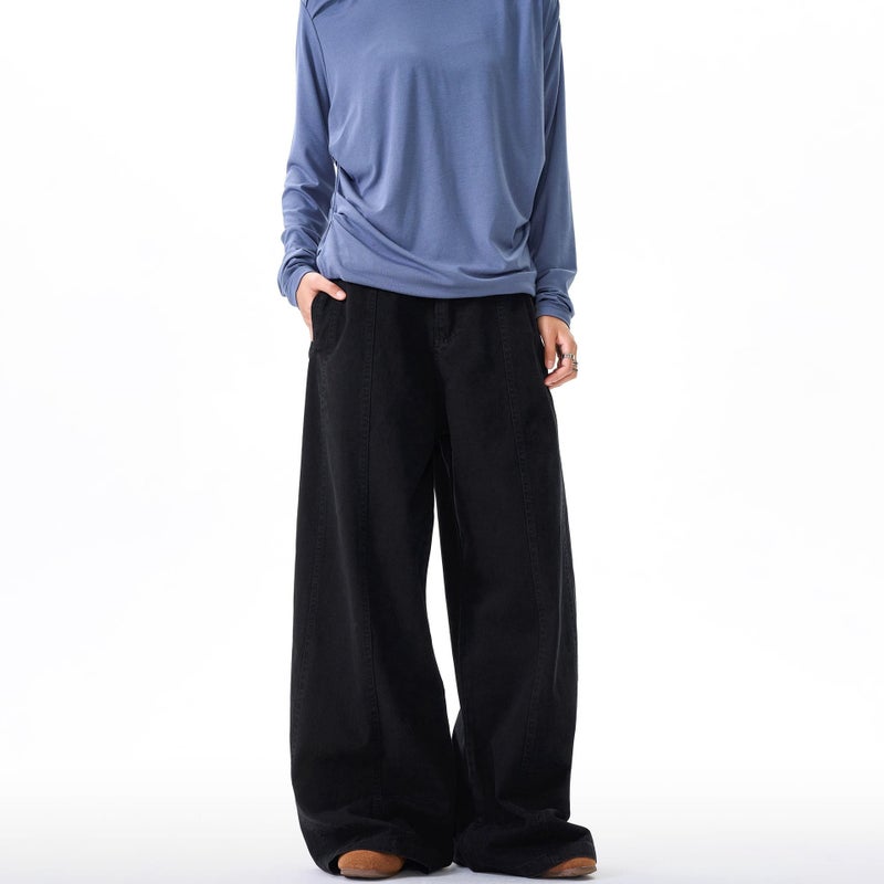 2025 American Retro Trendy Black Cargo Pants Unisex Loose Casual Drape Wide-Leg Long Pants Coffee Green - Image 4