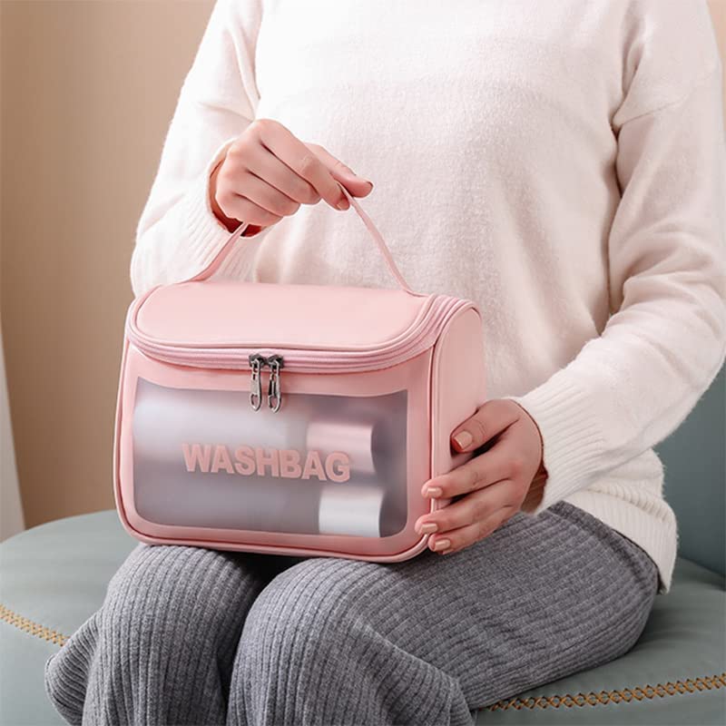 ZMOXY Multipurpose Transparent PVC Zipper Cosmetic Travel Wash Bag Organizer Toiletry Makeup Portable Carry Bag for Women GirlsMulti ColorPack pf 1 - Image 2