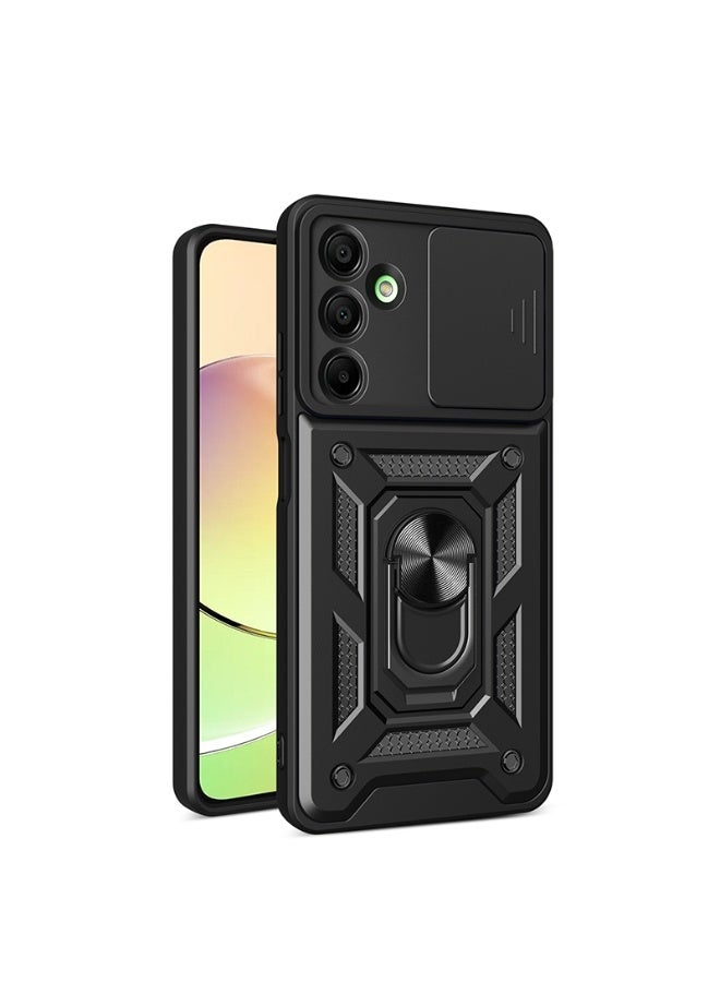 Case Cover Shockproof Protective Case with Camera Protection and Metal Ring Compatible with  Samsung Galaxy A17 (Black) - Image 1