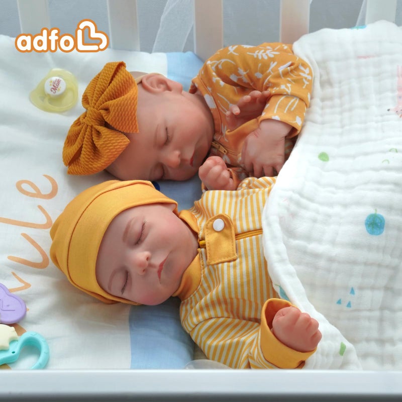 ADFO Lifelike Reborn Baby Dolls Twins, 20 inch Realistic Newborn Real Life Baby Boy Girl Dolls Soft Vinyl Baby Dolls with Clothes and Toy Gift for Kids Age 3+ - Image 5