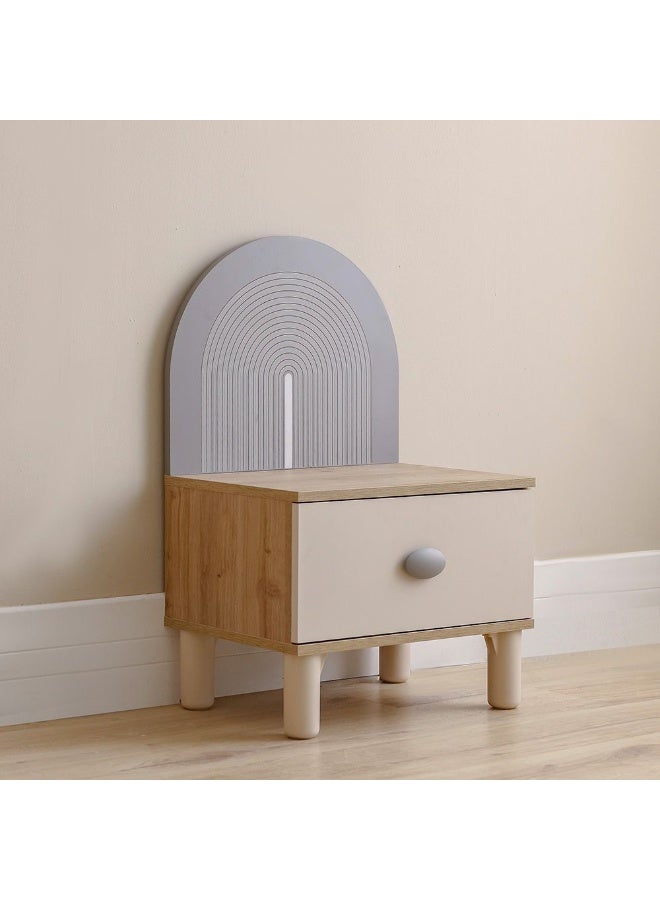 DANUBE HOME Zeta 1-Drawer Night Stand with LED - Offwhite & Grey Bedroom Storage Bedside Table - Stylish Engineered Wood Furniture for Modern Bedrooms - Size: L55xW42xH88.2cm - Image 1