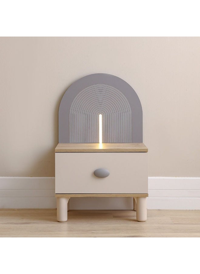 DANUBE HOME Zeta 1-Drawer Night Stand with LED - Offwhite & Grey Bedroom Storage Bedside Table - Stylish Engineered Wood Furniture for Modern Bedrooms - Size: L55xW42xH88.2cm - Image 2