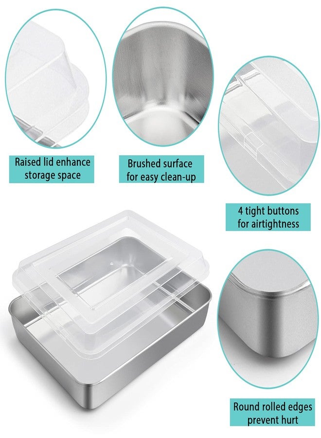 P&P CHEF Stainless Steel Baking Pan with Lid, Rectangular Cake Pans, Sheet Pan Bakeware for Baking Lasagna Brownies, 2-Inch Deep Side & Heavy Duty, Easy to Store & Clean (9.4" + 10.5" + 12.3", 6Pcs) - Image 4