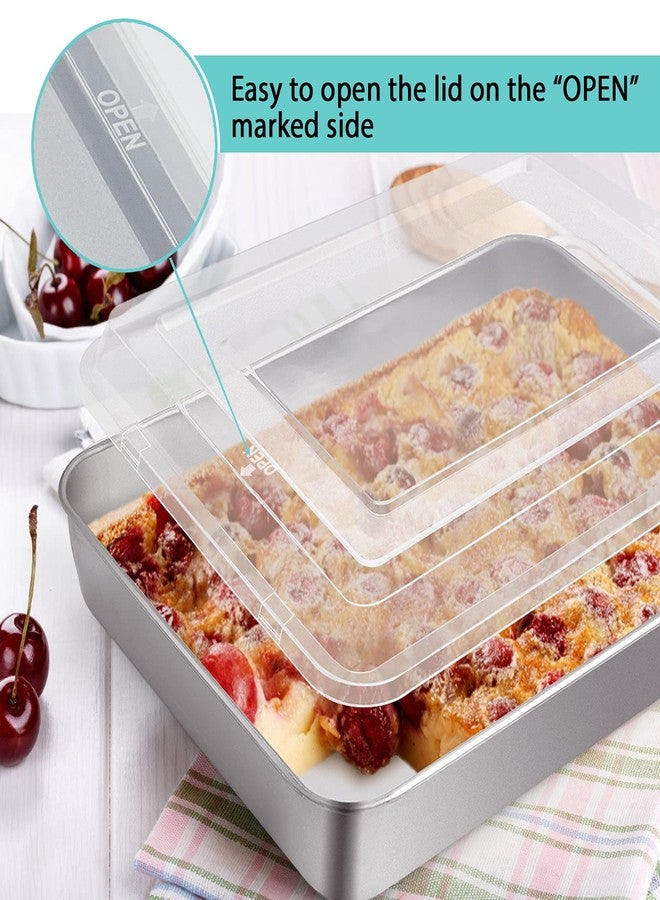P&P CHEF Stainless Steel Baking Pan with Lid, Rectangular Cake Pans, Sheet Pan Bakeware for Baking Lasagna Brownies, 2-Inch Deep Side & Heavy Duty, Easy to Store & Clean (9.4" + 10.5" + 12.3", 6Pcs) - Image 3