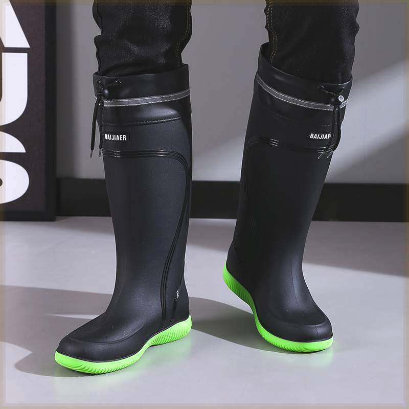 High-End Rain Boots For Men, Rain-Proof And Waterproof Shoes, High-Top Anti-Slip Rain Boots, Winter Velvet Work Rubber Shoes, Fishing Shoes - Image 4