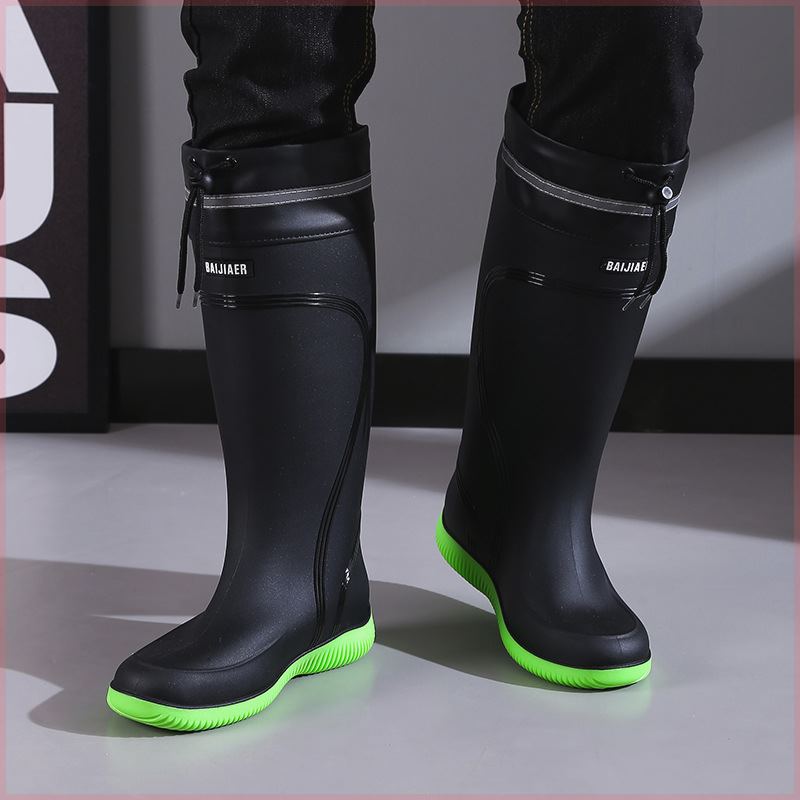 High-End Rain Boots For Men, Rain-Proof And Waterproof Shoes, High-Top Anti-Slip Rain Boots, Winter Velvet Work Rubber Shoes, Fishing Shoes - Image 1