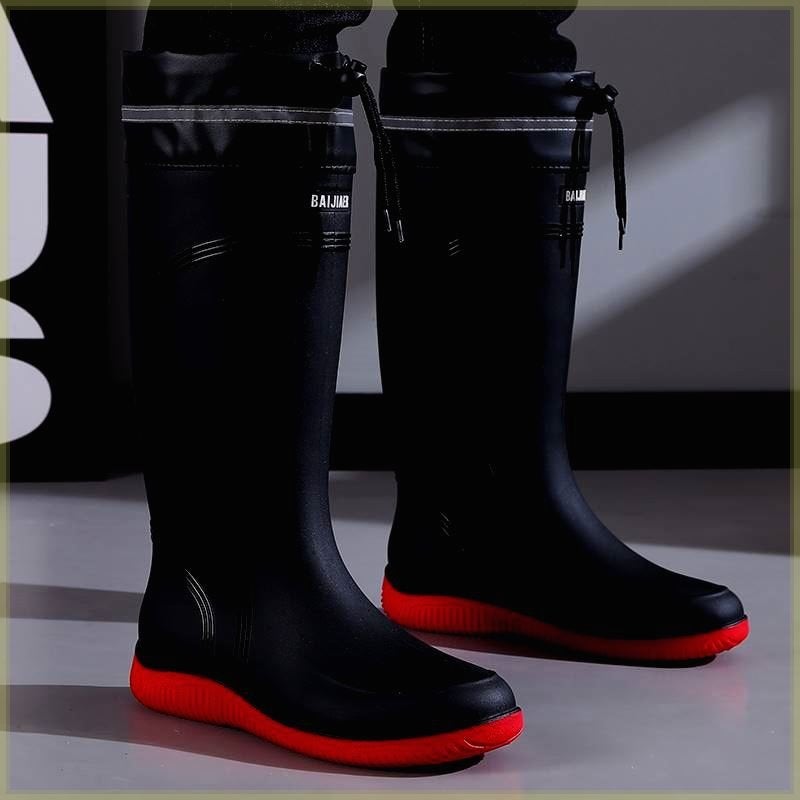 High-End Rain Boots For Men, Rain-Proof And Waterproof Shoes, High-Top Anti-Slip Rain Boots, Winter Velvet Work Rubber Shoes, Fishing Shoes - Image 3