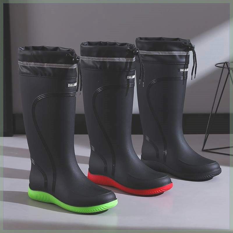 High-End Rain Boots For Men, Rain-Proof And Waterproof Shoes, High-Top Anti-Slip Rain Boots, Winter Velvet Work Rubber Shoes, Fishing Shoes - Image 5