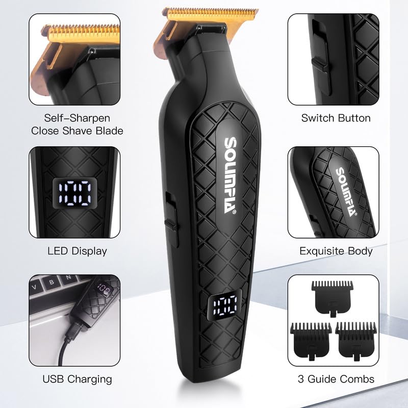 SOLIMPIA HT6026 Digital Display 0mm Professional Cordless Hair Clippers Rechargeable Wireless Hair Grooming Set Beard Trimming Beard Styling Rechargeable Liion Battery 1000mAh 240 min RuntimeMen - Image 2