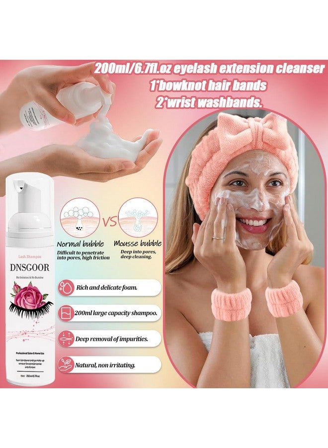 DNSGOOR DIY Lash Extension Kit with 280 PCS 9-16mm 40D Lashes Clusters 200ml/6.7fl.oz Lash Cleanser Eyelash Shampoo Mini USB Portable Lash Fan Bond and Seal Remover Eyeliner Eyelid Cleaning Brush - Image 2