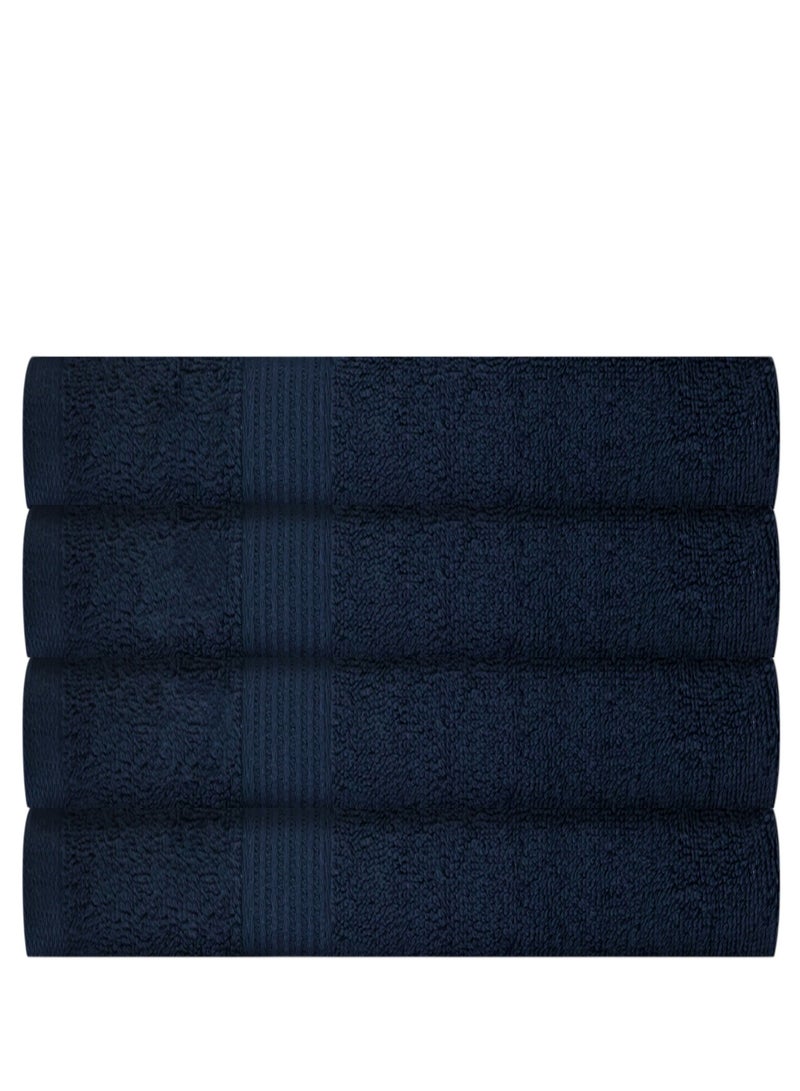 REZLAN UAE REZLAN Luxury 4-Piece Hand Towel Set - 100% Premium Cotton (50×70 cm/20×28 in) - Ultra Soft & Absorbent - NAVY  - Image 1