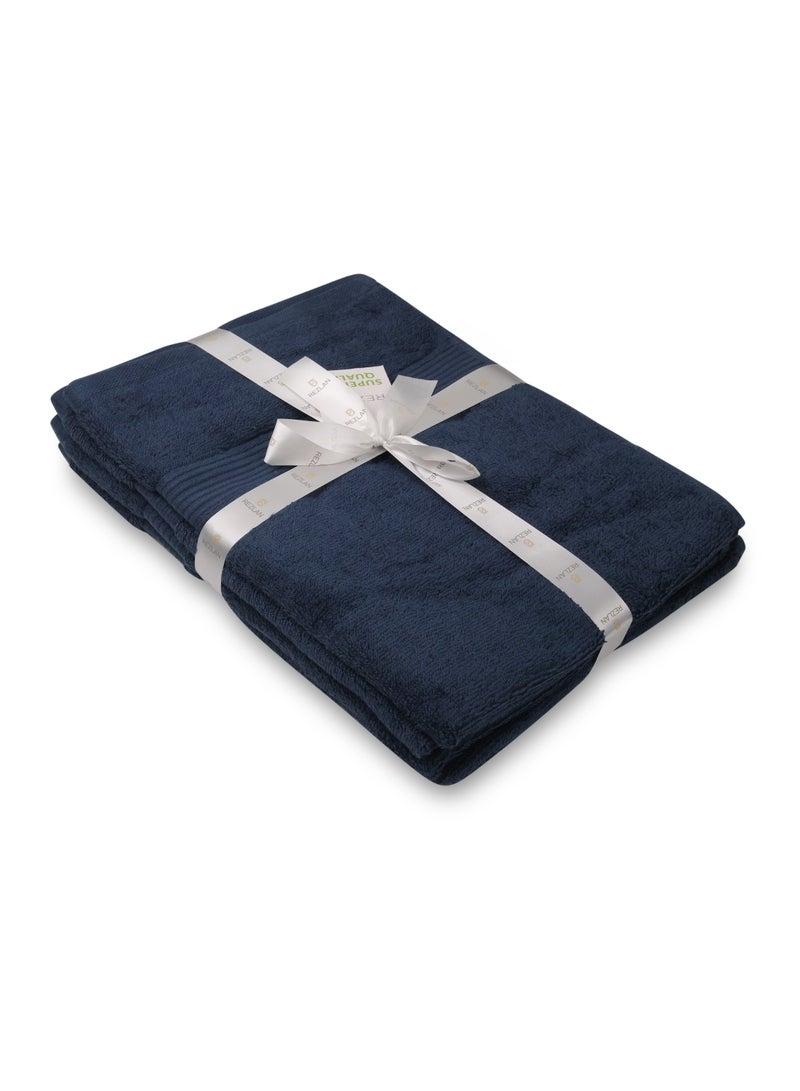 REZLAN UAE REZLAN Luxury 4-Piece Hand Towel Set - 100% Premium Cotton (50×70 cm/20×28 in) - Ultra Soft & Absorbent - NAVY  - Image 5