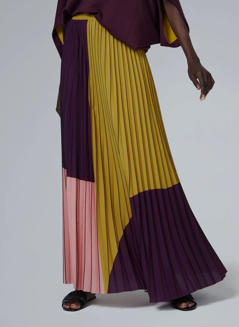 leem Colour-Block Pleated Skirt