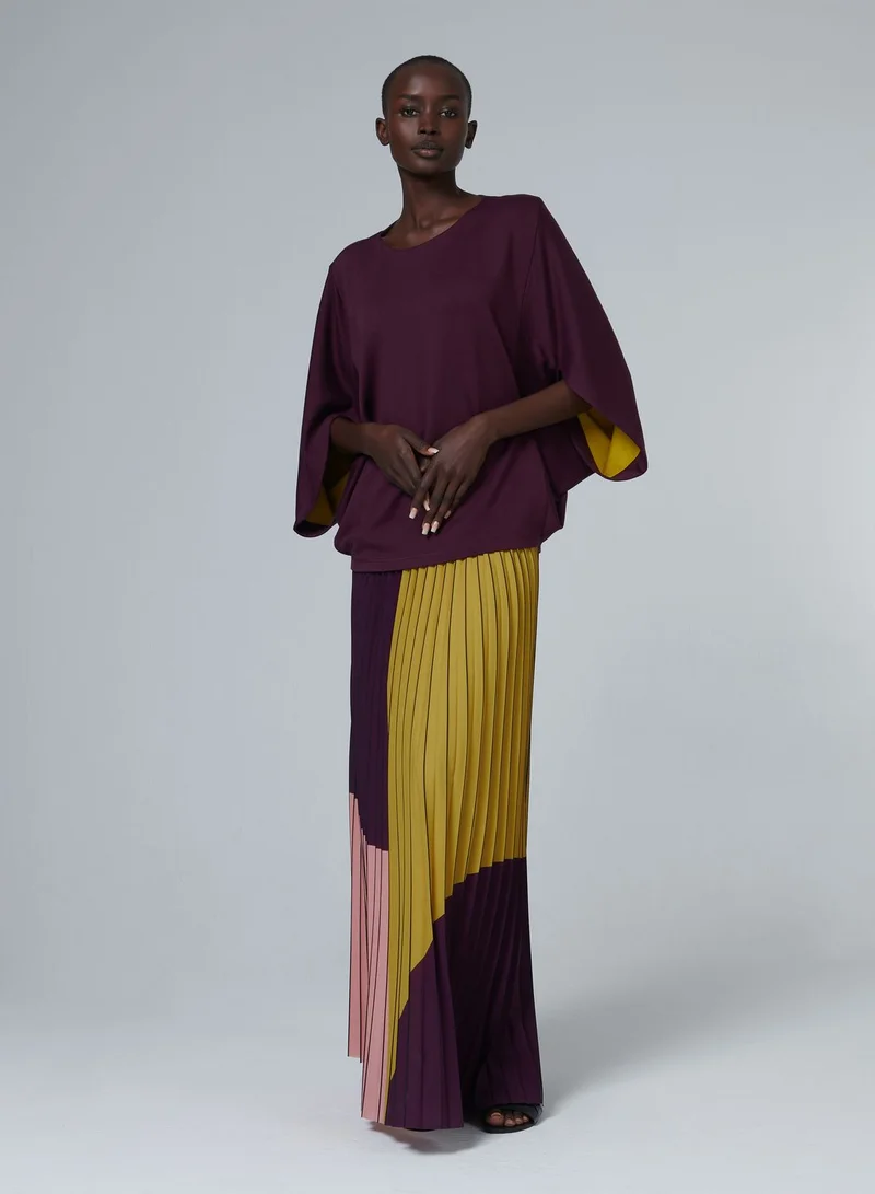 leem Colour-Block Pleated Skirt