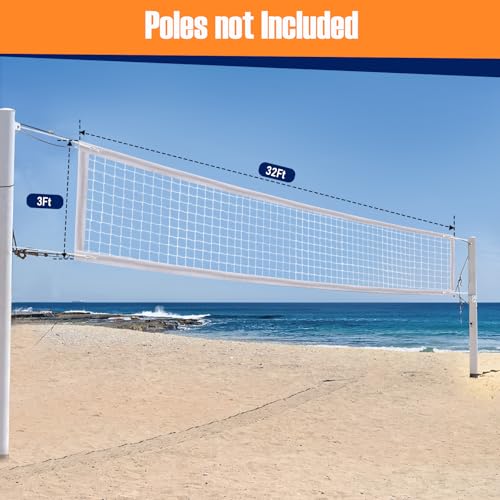 Kynara 32x3ft Heavy Duty Volleyball Net for Backyard, Pool Volleyball Net Replacement Outdoor-with Storage Bag - Image 5