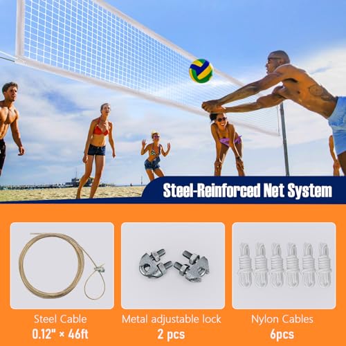 Kynara 32x3ft Heavy Duty Volleyball Net for Backyard, Pool Volleyball Net Replacement Outdoor-with Storage Bag - Image 3