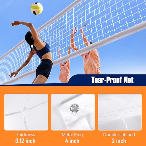 Kynara 32x3ft Heavy Duty Volleyball Net for Backyard, Pool Volleyball Net Replacement Outdoor-with Storage Bag - Image 2