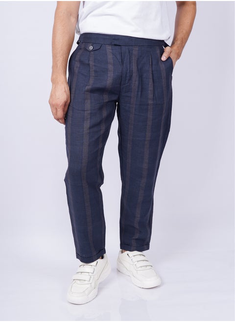 Men's Stripes Casual Chino Pants in Electric Blue