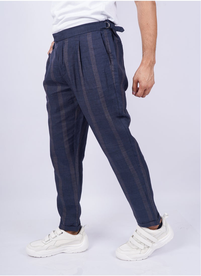 SELECTED - Men's Stripes Casual Chino Pants in Electric Blue - Image 1