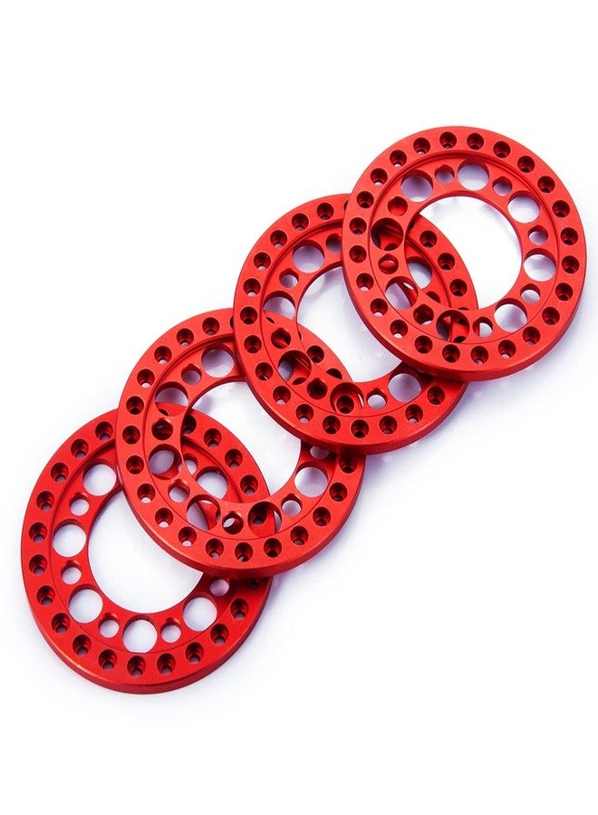 RCLIONS مجموعة حلقات استبدال حواف عجلات RC من الألومنيوم مقاس 1.9 بوصة من RCLIONS، 4 قطع، لسيارات الزحف RC بمقياس 1:10، عجلات/حواف مقاس 1.9 بوصة (أحمر) - Image 1