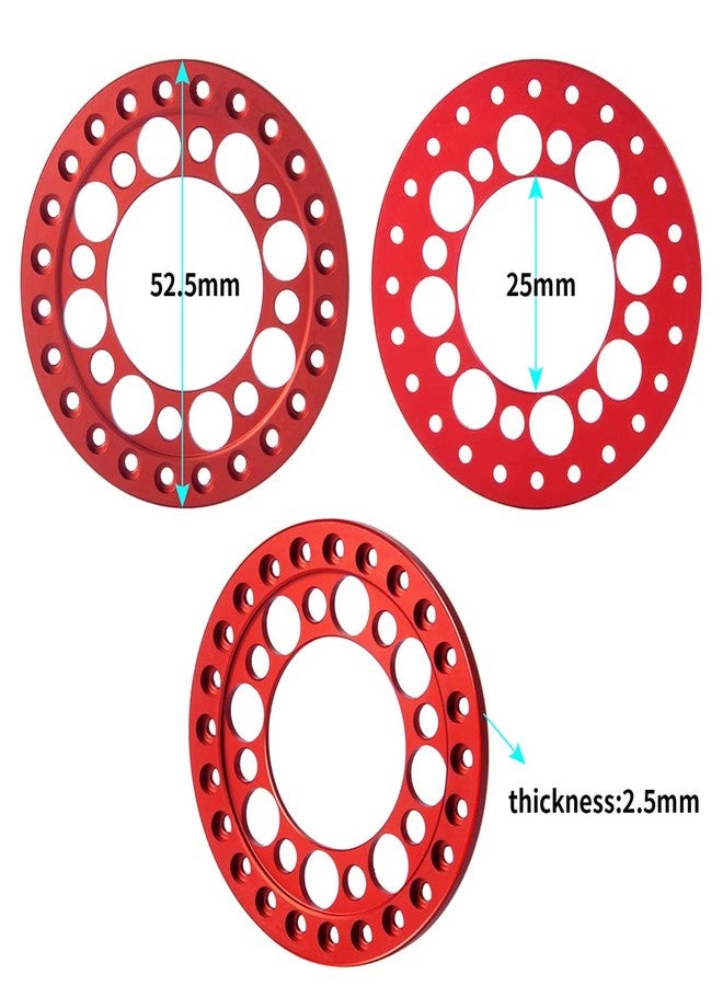 RCLIONS مجموعة حلقات استبدال حواف عجلات RC من الألومنيوم مقاس 1.9 بوصة من RCLIONS، 4 قطع، لسيارات الزحف RC بمقياس 1:10، عجلات/حواف مقاس 1.9 بوصة (أحمر) - Image 3